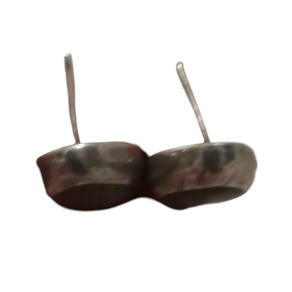 925 Mexican Silver Mahogany Obsidian Gemstone Oval Post Earrings - Picture 5 of 7